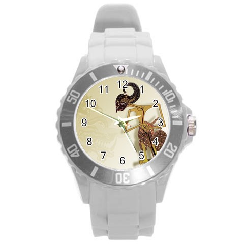 Gunungan Wayang Wallpaper Round Plastic Sport Watch (L) from ArtsNow.com Front