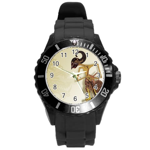 Gunungan Wayang Wallpaper Round Plastic Sport Watch (L) from ArtsNow.com Front