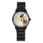 Gunungan Wayang Wallpaper Stainless Steel Round Watch