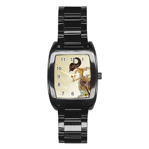 Gunungan Wayang Wallpaper Stainless Steel Barrel Watch from ArtsNow.com Front