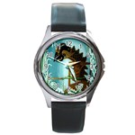 Lukisan Wayang Kulit Round Metal Watch