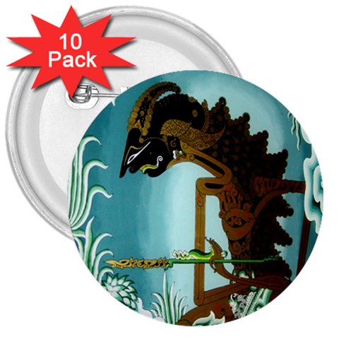 Lukisan Wayang Kulit 3  Button (10 pack) from ArtsNow.com Front