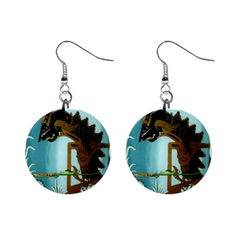 Lukisan Wayang Kulit 1  Button Earrings from ArtsNow.com Front