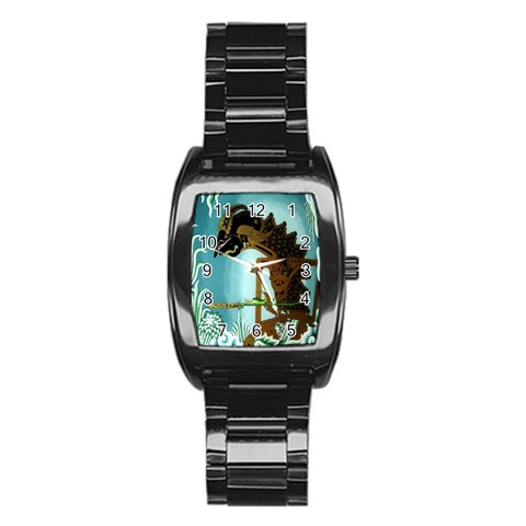 Lukisan Wayang Kulit Stainless Steel Barrel Watch from ArtsNow.com Front