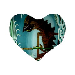 Lukisan Wayang Kulit Standard 16  Premium Flano Heart Shape Cushion  from ArtsNow.com Front