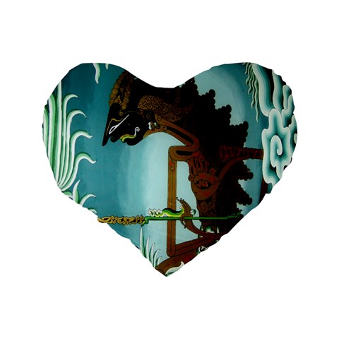 Lukisan Wayang Kulit Standard 16  Premium Flano Heart Shape Cushion  from ArtsNow.com Back