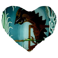 Lukisan Wayang Kulit Large 19  Premium Flano Heart Shape Cushion from ArtsNow.com Front