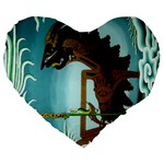 Lukisan Wayang Kulit Large 19  Premium Flano Heart Shape Cushion