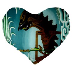 Lukisan Wayang Kulit Large 19  Premium Flano Heart Shape Cushion from ArtsNow.com Back