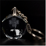 Lukisan Wayang Kulit Clover 3D Engraving Circle Key Chain