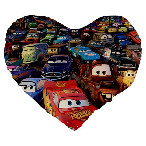 Rali Car,mc Queen Large 19  Premium Heart Shape Cushion from ArtsNow.com Front