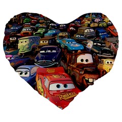 Rali Car,mc Queen Large 19  Premium Heart Shape Cushion from ArtsNow.com Front