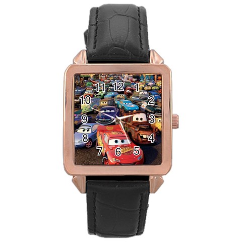 Rali Car,mc Queen Rose Gold Leather Watch  from ArtsNow.com Front