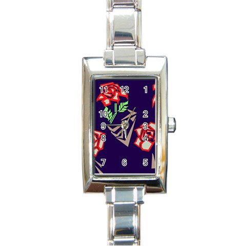 Terminator Roses Rectangle Italian Charm Watch from ArtsNow.com Front