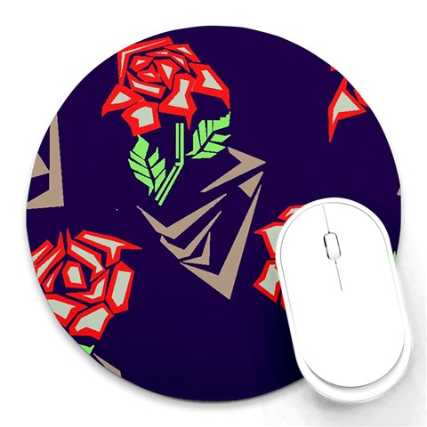 Terminator Roses Round Mousepad from ArtsNow.com Front