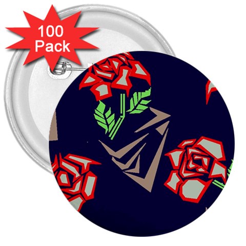 Terminator Roses 3  Button (100 pack) from ArtsNow.com Front