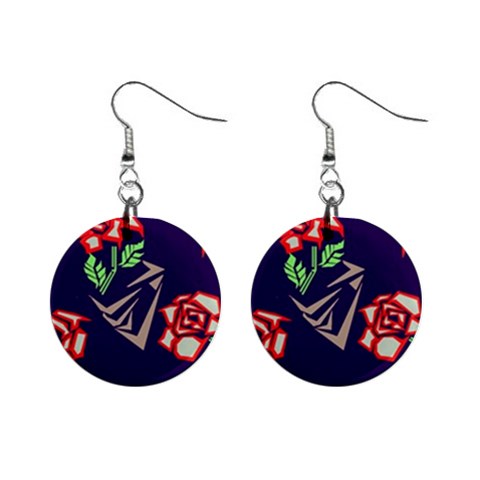 Terminator Roses 1  Button Earrings from ArtsNow.com Front