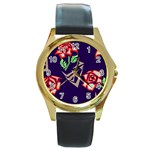Terminator Roses Round Gold Metal Watch