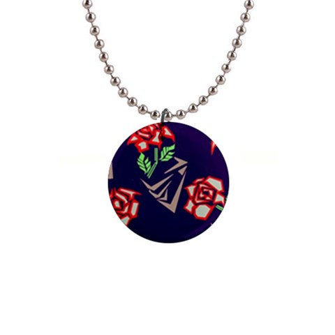 Terminator Roses 1  Button Necklace from ArtsNow.com Front