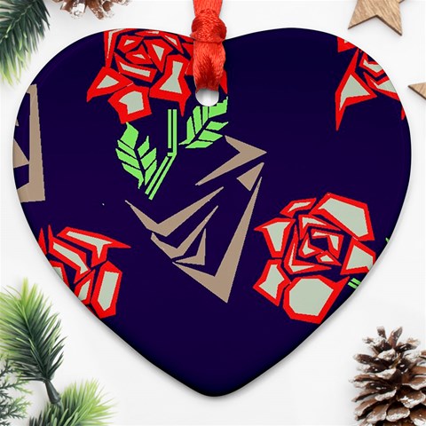 Terminator Roses Heart Ornament (Two Sides) from ArtsNow.com Front