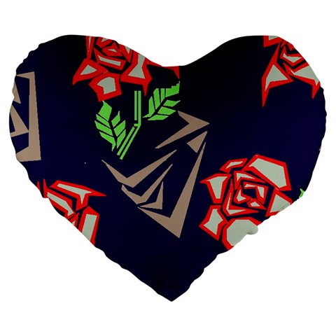Terminator Roses Large 19  Premium Flano Heart Shape Cushion from ArtsNow.com Front
