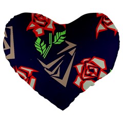 Terminator Roses Large 19  Premium Flano Heart Shape Cushion from ArtsNow.com Front