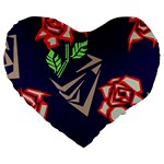 Terminator Roses Large 19  Premium Flano Heart Shape Cushion