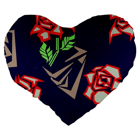 Terminator Roses Large 19  Premium Flano Heart Shape Cushion from ArtsNow.com Back