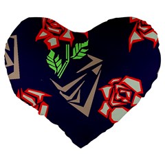Terminator Roses Large 19  Premium Flano Heart Shape Cushion from ArtsNow.com Back