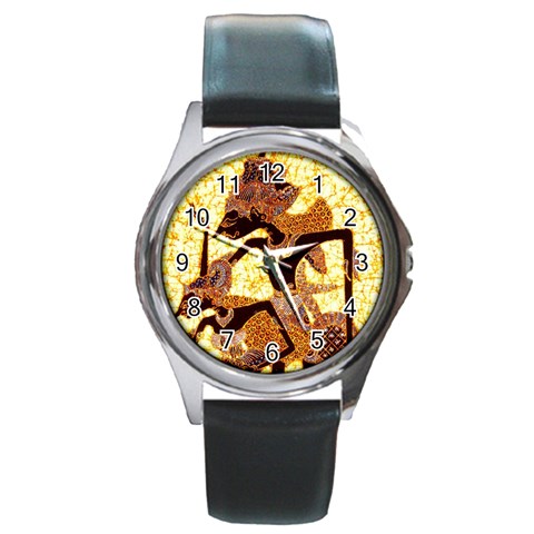 Wayang Round Metal Watch from ArtsNow.com Front