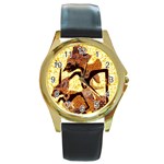 Wayang Round Gold Metal Watch
