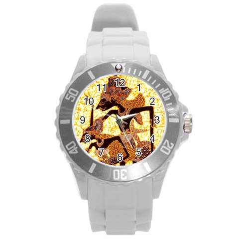 Wayang Round Plastic Sport Watch (L) from ArtsNow.com Front