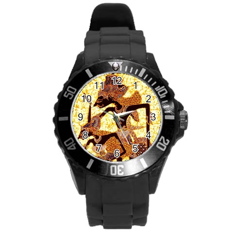 Wayang Round Plastic Sport Watch (L) from ArtsNow.com Front
