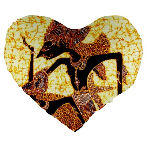 Wayang Large 19  Premium Heart Shape Cushion from ArtsNow.com Front