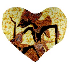 Wayang Large 19  Premium Heart Shape Cushion from ArtsNow.com Front
