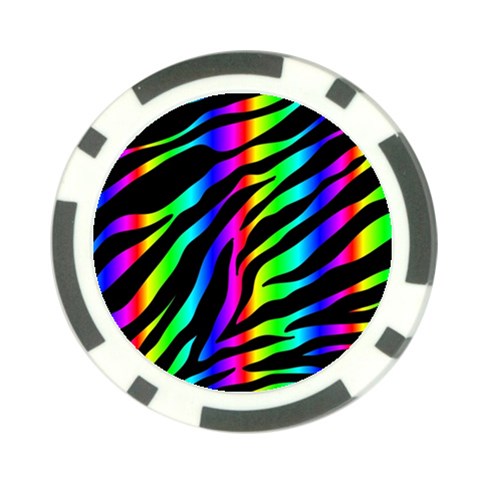 Zebra Rainbow Poker Chip Card Guard from ArtsNow.com Front