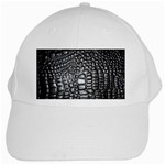 Black Alligator Leather Pattern White Cap