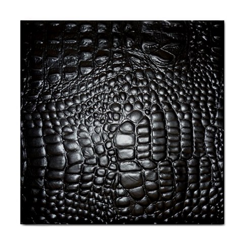 Black Alligator Leather Pattern Tile Coaster from ArtsNow.com Front