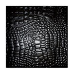 Black Alligator Leather Pattern Tile Coaster