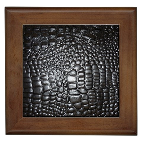 Black Alligator Leather Pattern Framed Tile from ArtsNow.com Front