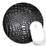 Black Alligator Leather Pattern Round Mousepad