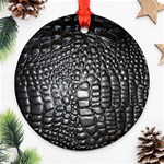 Black Alligator Leather Pattern Ornament (Round)