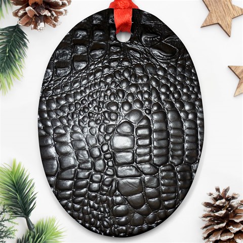 Black Alligator Leather Pattern Ornament (Oval) from ArtsNow.com Front