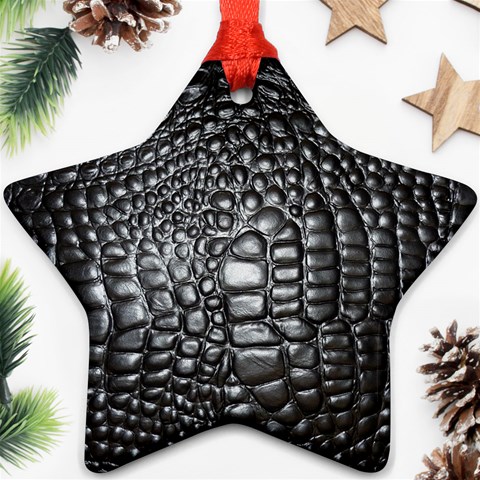 Black Alligator Leather Pattern Ornament (Star) from ArtsNow.com Front