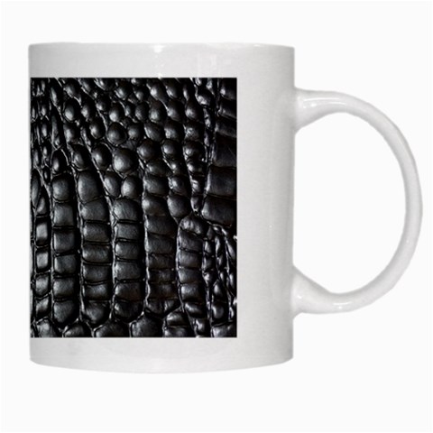 Black Alligator Leather Pattern White Mug from ArtsNow.com Right