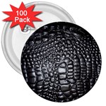 Black Alligator Leather Pattern 3  Button (100 pack)
