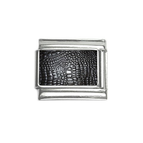 Black Alligator Leather Pattern Italian Charm (9mm) from ArtsNow.com Front