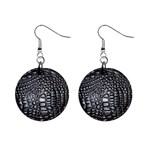 Black Alligator Leather Pattern 1  Button Earrings