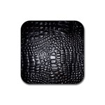 Black Alligator Leather Pattern Rubber Coaster (Square)