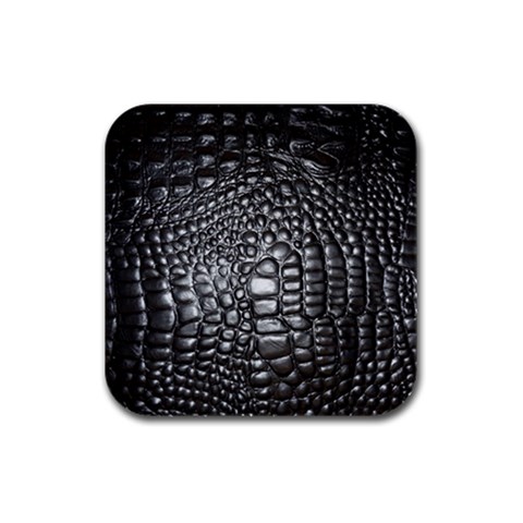 Black Alligator Leather Pattern Rubber Square Coaster (4 pack) from ArtsNow.com Front